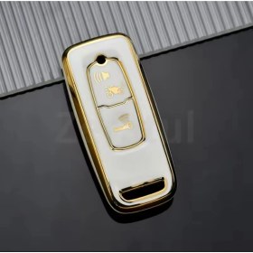 Resim Honda Pcx 150 125 2021-2022-2023-2024-2025 Anahtar Kılıfı Beyaz-Gold 