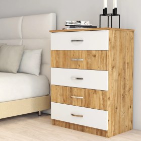 Resim Tanmob Şifonyer 5 Çekmeceli Çam Beyaz - SFY0204 