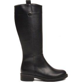 Resim Aspor Siyah İçi Polarlı Fermuarlı Kadın Topuklu Çizme Çok Renkli 