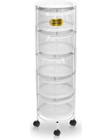 Resim Salda Beyaz 5 Katlı Yana Açılır Tekerlekli Patates Soğan Sepeti S 