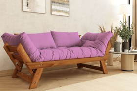 Resim WOODESK ADALAR MASİF AHŞAP İKİLİ KANEPE, TİK-PEMBE 