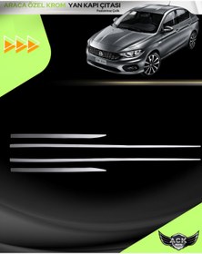 Resim ACK Dizayn Fiat Egea Sd-hb-cross 2015 Araca Özel Üretim Yan Kapı Çıtası Paslanmaz Çelik A 