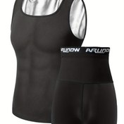 Resim Erkekler için Sauna Hoodie Terletme Yeleği ve Şort Takımı, Şekillendirici Şort, Spor Kolsuz İç Çamaşırı, Koşu Pantolonu, İç Çamaşırı Takımı, Avrupa Boyutu 