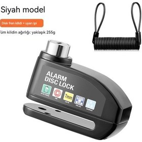 Resim Motosiklet Disk Kilidi Alarmı Bisiklet Fren Diski Hırsızlık Önleme Kilidi Siyah Hatırlatma İpi 