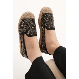 Resim Lucy Ithal Taş Detaylı Espadril Kadın Ayakkabı Siyah 