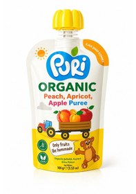 Resim Organic %100 Organik Meyve Püresi Şeftali - Kayısı - Elma 100 G İlave Şekersiz 