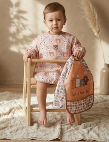 Resim melonika Beary Comfort 2’li Set Su Geçirmez Uzun Kollu Bebek Mama Önlüğü 6-24 Ay - Leke Tutmaz Sıvı Geçirmez 