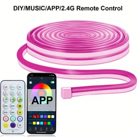 Resim Akıllı LED RGB Neon Işık Şeridi, 1-3 Metre, USB Güçlü, Müzik Senkronizasyonu, 16 Milyon Renk, 200 Mod, APP Kontrolü, Esnek DIY Tasarımı, E-Spor Atmosferi ve Parti Dekorasyonları için Mükemmel, Uzaktan Kumanda ile Pilsiz 
