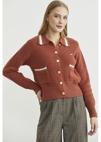 Resim Sementa Polo Yaka Düğmeli Triko Hırka - Taba Taba 