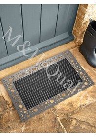 Resim Kare Modeli Kapı Önü Paspası Gri Rengi Gri 