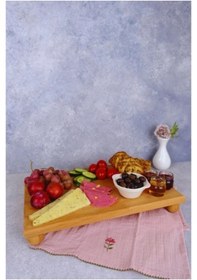 Resim Justwood Risus Top Ayaklı 25x40 Cm Ahşap Dikdörtgen Pasta Sunum Servis Tabağı Kahverengi 