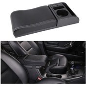 Resim Araba Çok Fonksiyonlu Çift Usb Kol Dayama Kutusu Booster Ped, Mikrofiber Deri Kavisli Tip Black White 