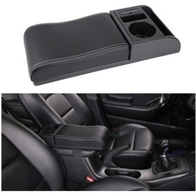 Resim Araba Çok Fonksiyonlu Çift Usb Kol Dayama Kutusu Booster Ped, Mikrofiber Deri Kavisli Tip Black White 