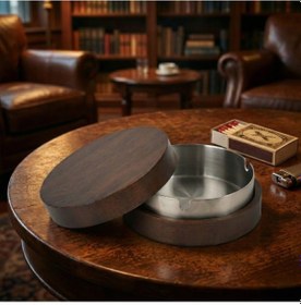 Resim Bambu Kapaklı Küllük Kahverengi 