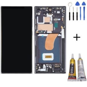 Resim Te Samsung Uyumlu S23 Ultra S918 Uyumlu Çıtalı Lcd Ekran Siyah + Montaj Kiti 