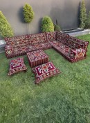 Resim mdhomecarpet Şark Köşesi Minder Takımı | Yer , Sırt Minderi, Etnik Desen, Salon ve Ev İçin 12 Parça Süngerli 