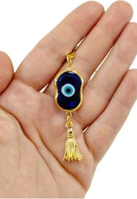 Resim biuti Modern Tasarım Lacivert Nazar Boncuğu Lüks Dikiz Ayna Süsü El Yapımı Cam Araba Hediyesi 