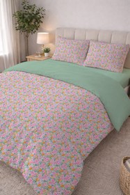 Resim Evmila Minik Çiçekler Desenli Nevresim Takımı - 200x220 Cm Nevresim + 50x70 Yastık kılıfı + 160x200 Cm Çarşaf 