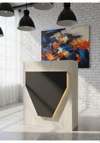 Resim Resital Ledli Karşılama Bankosu G-90 Cm Ofis Kasa Resepsiyon Masası Banko-001-8-4 