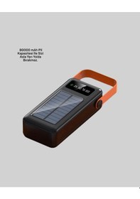 Resim 80000 Mah Güneş Enerjili Powerbank 4 Kablolu Type C Lightning Micro Usb 