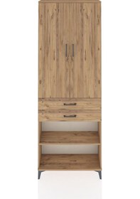 Resim Arges Dolap 5 Raflı 2 Çekmeceli 2 Kapaklı 88x30x243 Çam-çam Çam 