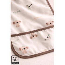 Resim Miniel Unisex Bebek Baskılı Kolsuz Cep Detaylı Sıvı Geçirmez Küçük Boy Mama Önlüğü 