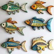 Resim 2D Düz Baskı 6 Adet Renkli Tropikal Balık 2D Ahşap Balık Asılılar, Rustik Vintage Denizcilik Duvar Sanatı Dekorasyonu, Ev Dekorasyonu, Ev ve İşyeri Duvar İç Dekorasyonu için Uygun, 2D Düz 