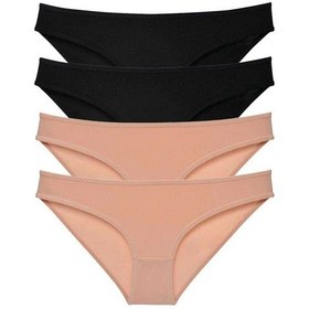 Resim 4 Adet Süper Eko Set Likralı Kadın Slip Külot Siyah Ten Çok Renkli 