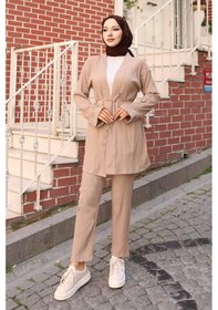 Resim Misskayle Cep Detaylı Kimono Takım Vizon Vizon 
