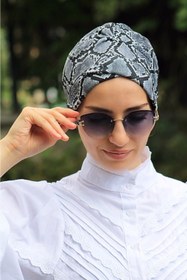 Resim Sahra Şal Dünyası Desenli Çapraz Bone Yılan Desen 