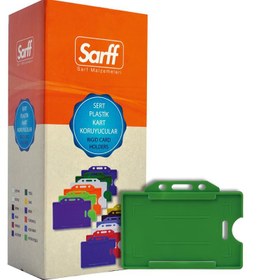 Resim Sarff Yeşil Sert Plastik Yaka Kartı Kabı - 50’li Paket (Yatay Tip) 