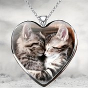 Resim Kediler ve Baykuşlar Kalp Kolye - Sevimli Kedi ve Baykuş Tasarımı, Kediler için Mükemmel Hediye, Günlük Takı | Oynak Tasarım | Dayanıklı Alaşım 