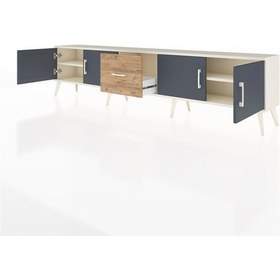 Resim Arges Tv Ünitesi 2 Raflı Tek Çekmeceli 4 Kapaklı 220x30x51 Aytaşı-antrasit/çam Antrasıt/atlas Çam - Aytası 