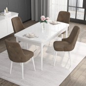 Resim Canisa Concept Noa Serisi, 80X132 Açılabilir Mdf Masa, Beyaz Mutfak Masa Takımı, 4 Sandalye 