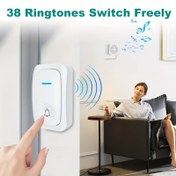 Resim 1 Akıllı Ding Dong Kapı Zili, 38 Rahat Melodi ve 3 Ses Seviyesi, Kendinden Yapışkanlı veya Delikli Montaj, Kurulum Gerektirmez, Geniş Menzil Yayın, Ding Dong için USB Şarj, Düğme Pil ile Çalışan Verici, Dayanıklı Yapışkan Arka, Yüksek Kaliteli Elektronik 