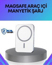 Resim 360 Döner Başlıklı Magsafe Araç Telefon Tutucu Hızlı Şarjlı renkli 