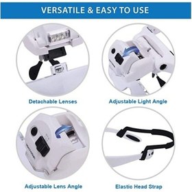 Resim Büyüteç Başa Takılan 9898.7 Şarj Edilebilir 5led Işıklı Büyüteç 
