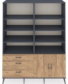 Resim Hyperion Gardrop 9 Raflı 3 Çekmeceli 2 Kapaklı 176x44x221 Antrasit-çam Çam 