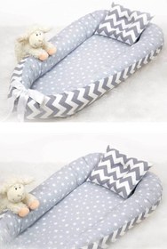 Resim Yatak Gri minik yıldız ve gri zigzaklı Model 