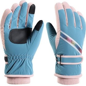 Resim Weichuang01 Kayak Eldivenleri Artı Kadife Arctic Sıcaklık Açık Binicilik Eldivenleri Velcro Mavi 