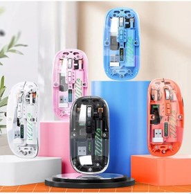 Resim Şeffaf Ultra Hassas Kablosuz Şarjlı Mouse 9 Farklı Renk Dpı Ayarı 100 Saat Üzeri Şarj Süresi Beyaz 001 
