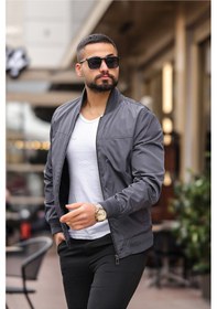 Resim Erkek Bomber Ceket K Gri Bndk 