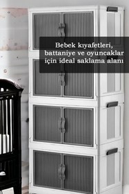 Resim naturelove 4 Katlı Katlanabilir Modüler Dolap - Ev Ofis Kiler Düzenleyici İstiflenebilir Çok Amaçlı Dolap 60 L 