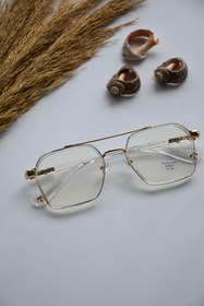 Resim LOOKUP NEW Unisex Kadın Erkek Mavi Işık Korumalı Blue Block Şeffaf Gold Yeni Sezon Vintage Gözlük 