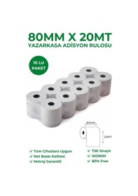 Resim 80x20 Termal Rulo Yazarkasa Adisyon Rulosu 10 Paket 100 Adet Tse Belgeli Bpa Free 