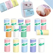 Resim 7 adet/12 adet/14 adet Renkli Kendinden Yapışkan Etiketler, 57x25mm - Sevimli Kedi Tasarımı, Parlak Bitiş, Ofis Etiketleri, Fotoğraf Notları ve Mini Yazıcı Kullanımı için İdeal, Ofis Malzemeleri | Sevimli Kedi Etiketleri | Parlak Bitiş 