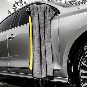 Resim 1 Paket Ultra Emici Mikrofiber Araba Temizleme Havlusu - Ekstra Büyük, Kalın ve Yumuşak Detaylandırma Bezi, Ev, Dış Mekan, Banyo, Mutfak ve Veranda Kullanımı İçin, Sarı Kenarlı Gri 
