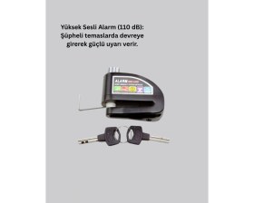 Resim Marsilyan Çelik Gövdeli Alarm Disk Kilidi Motosiklet ve Bisiklet Için Güvenlik 