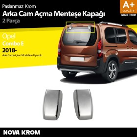 Resim Nova Krom Opel Combo Krom Arka Cam Açma Menteşe Kapağı 2 Prç 2019-2023 