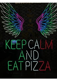 Resim Keep Calm And Eat Pızza Yazılı Neon Tabela Çok Renkli 